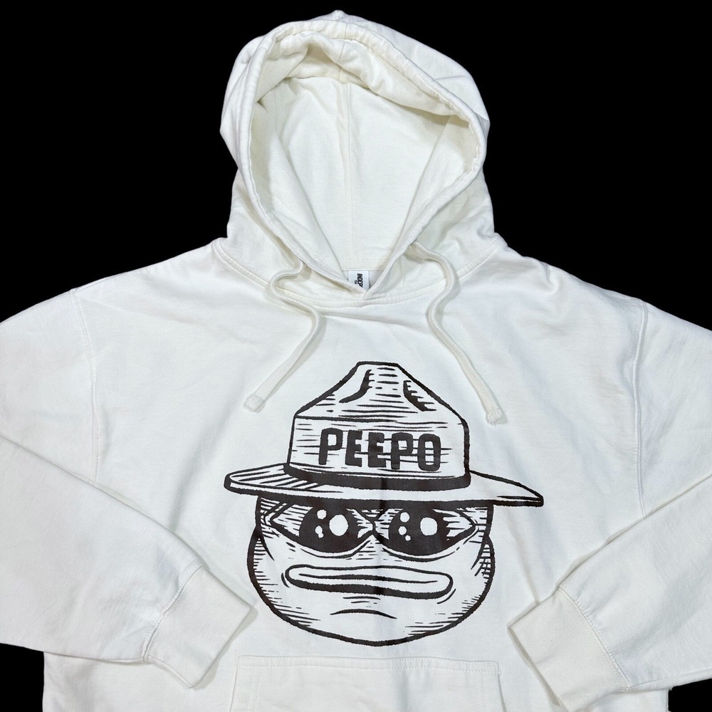 Men's Large Peepo Qtcinderella Independent Hoodie‎ Sweatshirt Pepo Frog Officer